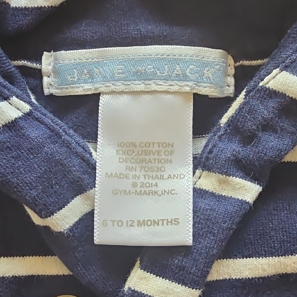 Janie‎ and Jack Navy and Cream Striped Romper - Picture 2 of 3